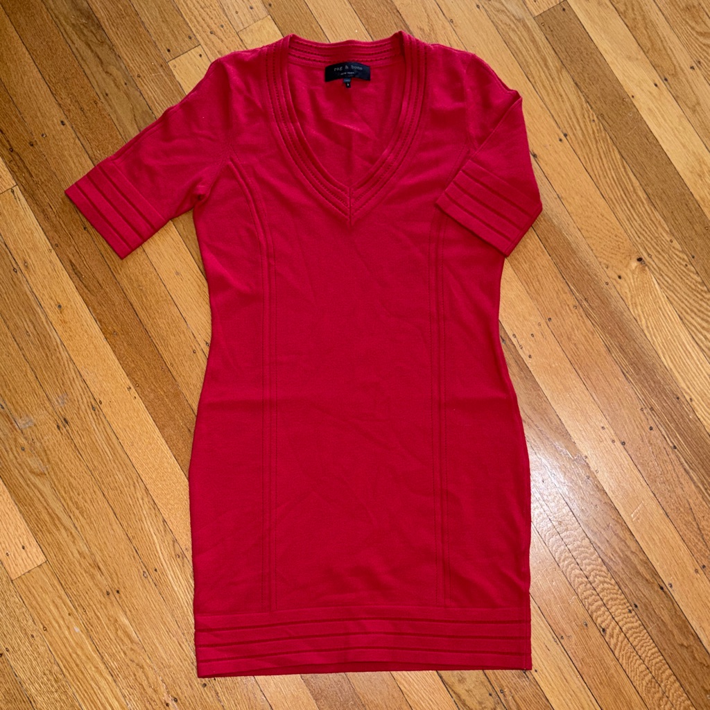 Rag & Bone Red Vneck Midi Dress